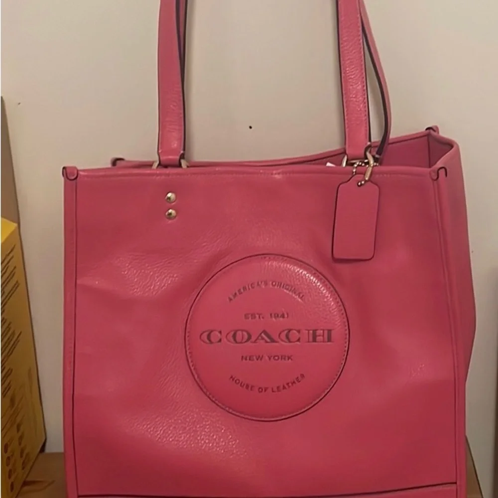 Coach Pink Leather Tote Bag - Picture 5 of 6